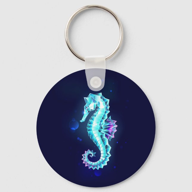 Chaveiro Cavalo de Gelo Cristal em Fundo Azul (Frente)
