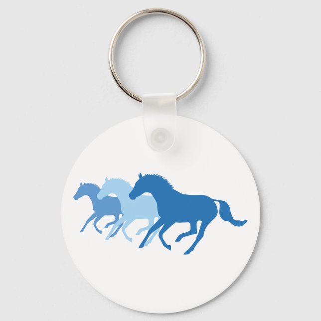 Chaveiro Cavalo em Execução (Azul) (Frente)