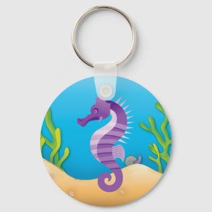 Chaveiro Cavalo marinho roxo subaquático