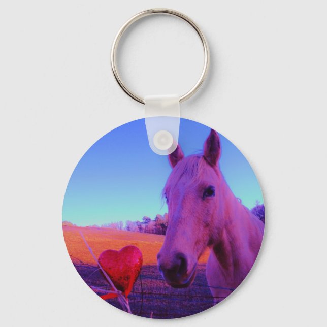 Chaveiro Cavalo Marrom e Coração Vermelho (Frente)