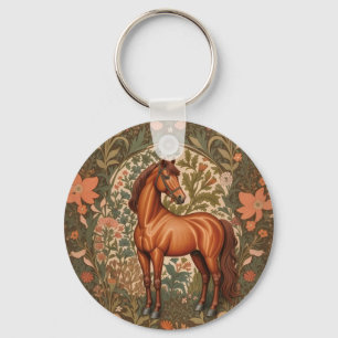 Chaveiro Cavalo Marrom Lindo Inspirado em William Morris