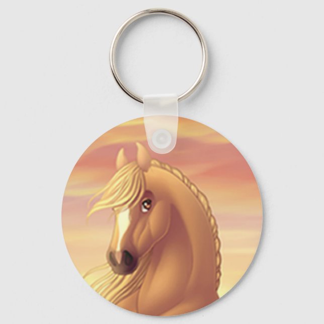 Chaveiro Cavalo Palomino Dourado Promocional (Frente)