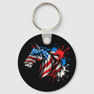 Chaveiro Cavalo patriótico arte splash bandeira americana P