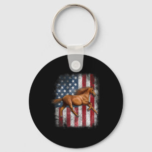 Chaveiro Cavalo Patriótico - Bandeira Americana Andando Lon