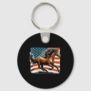 Chaveiro Cavalo Patriótico de Bandeira Americana Andando Lo