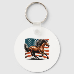 Chaveiro Cavalo Patriótico de Bandeira Americana Andando Lo