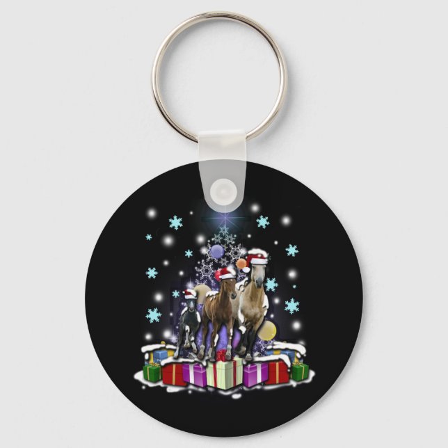 Chaveiro Cavalos com Estilos de Natal (Frente)