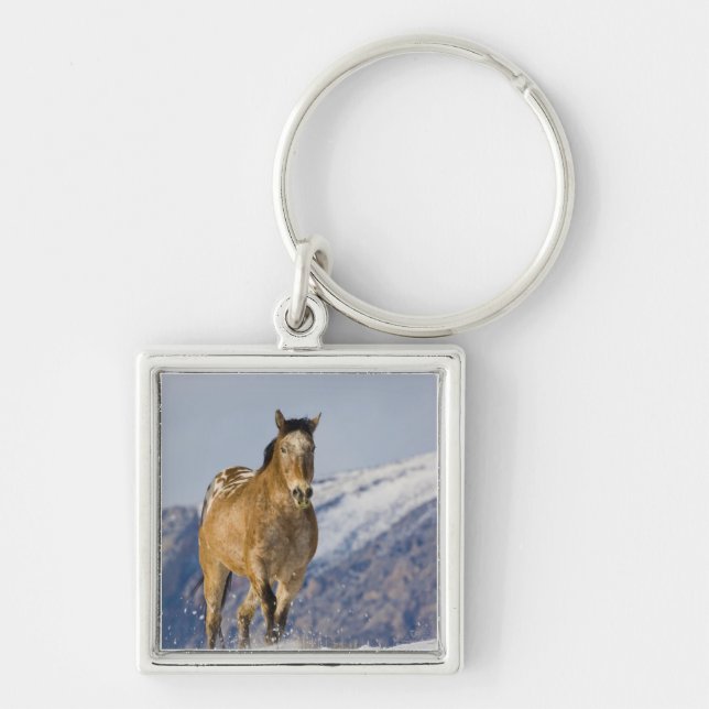 Chaveiro Cavalos Correndo na Neve (Frente)