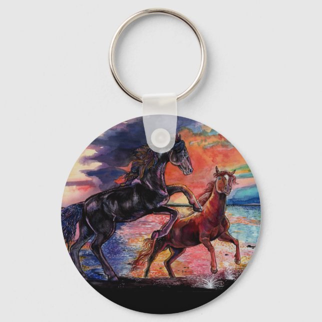 Chaveiro Cavalos de Aquarelas do Céu Sem Fim (Frente)