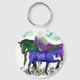 Chaveiro Cavalos de cor fantasma em design gráfico de flore