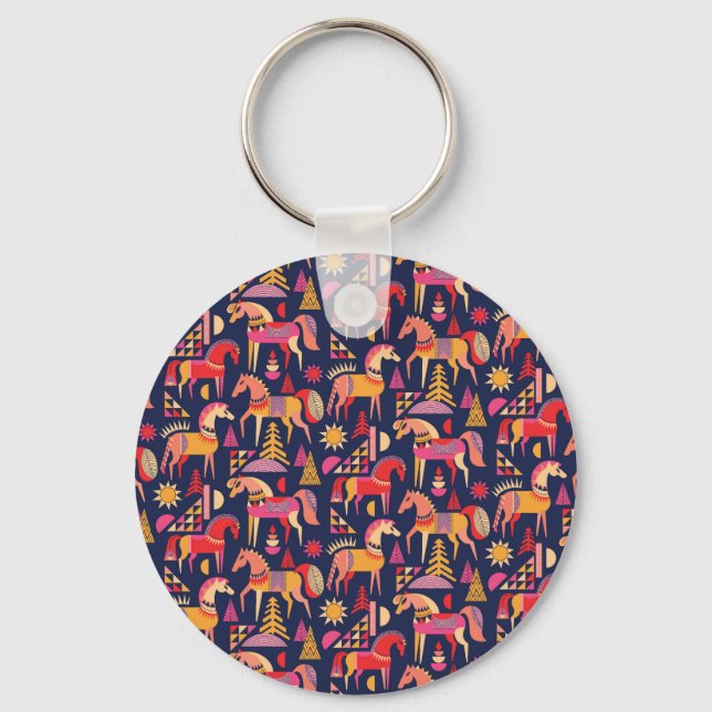 Chaveiro Cavalos escandinavos: Design decorativa sem costur (Frente)