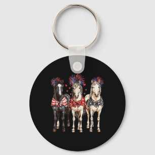 Chaveiro Cavalos Fogo Patriótico de Bandeira Americana