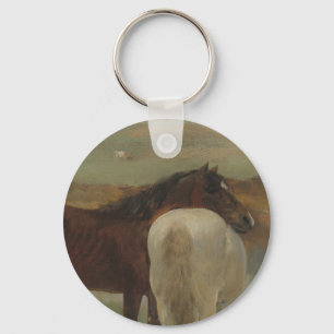 Chaveiro Cavalos num Prado, Pintura a Petróleo, Edgar Degas