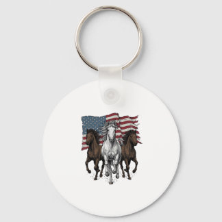 Chaveiro Cavalos Patrióticos Vintage em Corrida Design Veto