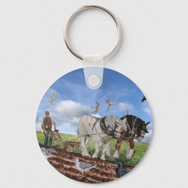 Chaveiro Cavalos Pesados Arando em Março (Frente)