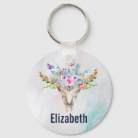 Caveira Animal Boho com Borboletas e Flores