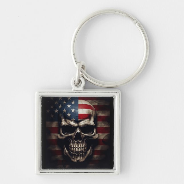 Chaveiro Caveira da Bandeira Americana  (Frente)