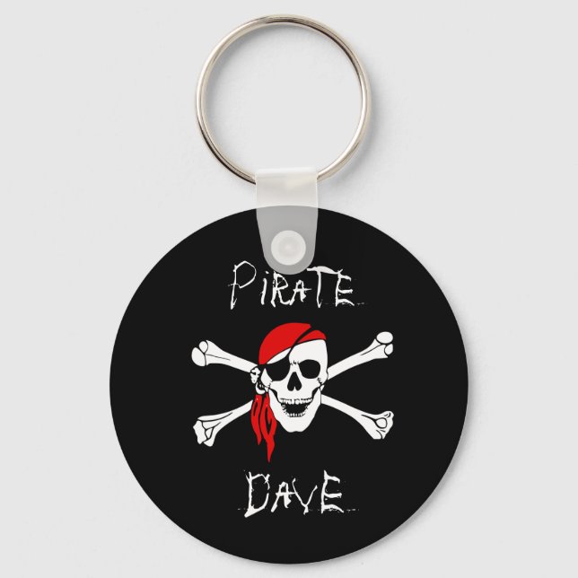 Chaveiro Caveira de Pirata Cruzada Preta  (Frente)