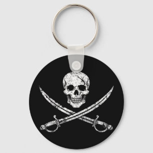 Chaveiro Caveira de pirata ossos cruzados espada jolly roge