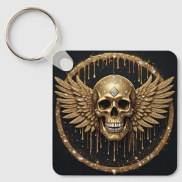 Chaveiro 💀 Caveira e Asas Presente Gótico para Fãs de Meta