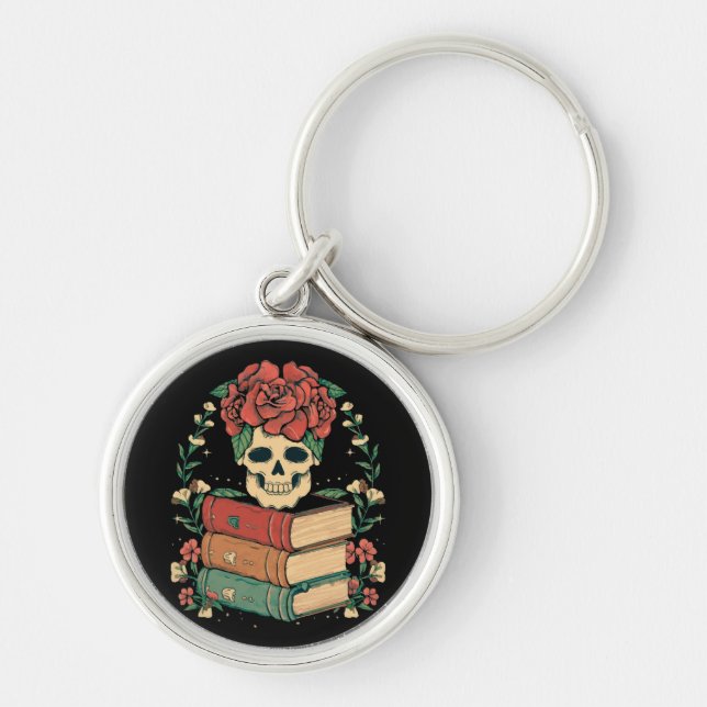 Chaveiro Caveira Floral nos seus Livros (Frente)