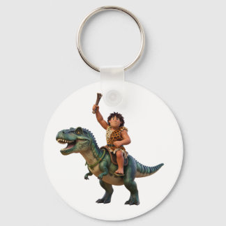 Chaveiro Caveman Riding Dinosaur Cartoon Image