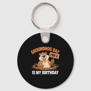 Chaveiro Celebração de Aniversário do Dia da Marmota Humor 