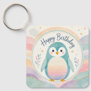 Chaveiro Celebração de Aniversário do Pingüim Arco-íris Pas