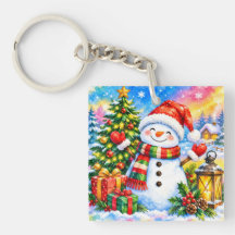 Celebração de Boneco de Neve de Natal em Aquarela