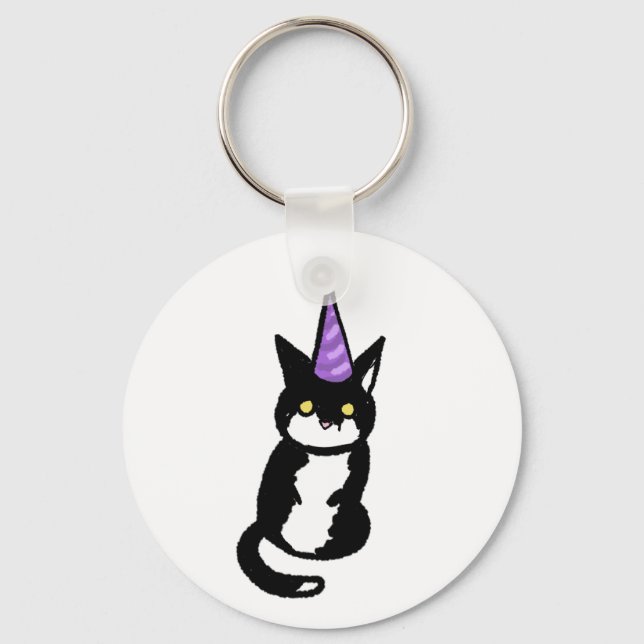 Chaveiro Celebração de Gato Preto e Branco  Pingente (Frente)