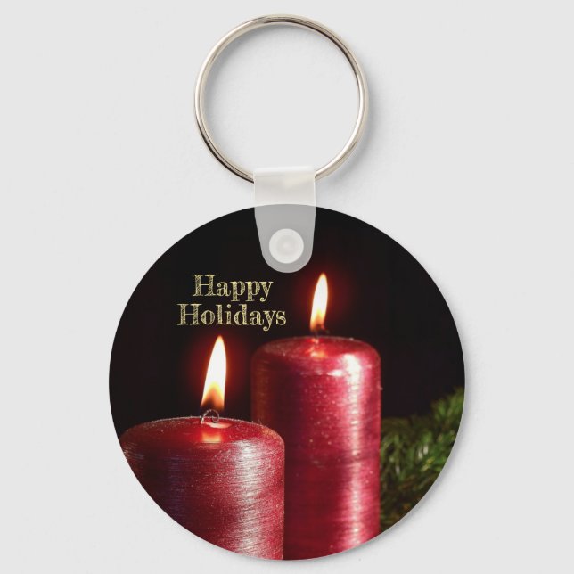 Chaveiro Celebração de Natal Velas Vermelhas Férias de Inve (Frente)