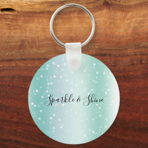 Chaveiro Celebração de Pontos Bokeh Brancos Menta Bonito