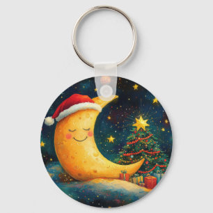 Chaveiro Celebração Divertida da Lua Galáctica no Natal