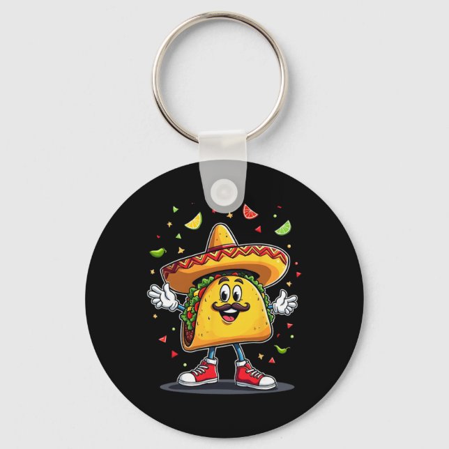 Chaveiro Celebração Engraçada do Taco Cinco De Mayo _1  (Frente)