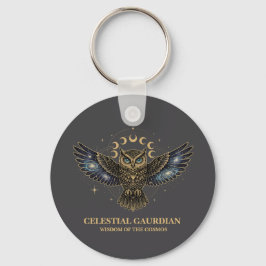 Chaveiro Celestial Owl Cosmic Guardian