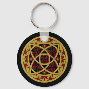 Chaveiro Celta Vermelho e Dourado (círculo)