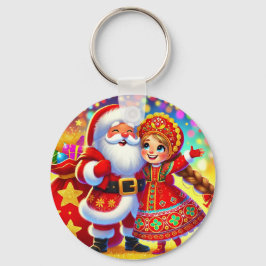 Chaveiro Cena Alegre de Natal com o Papai Noel