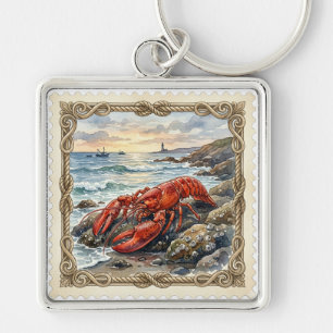 CHAVEIRO CENA ANTIGA DE LAGOSTA EM UMA PRAIA ROCHOSA