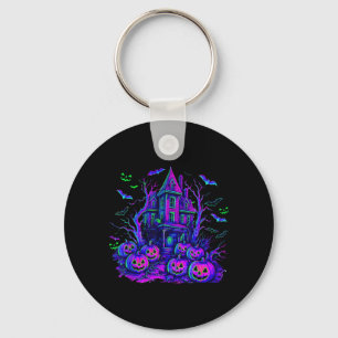 Chaveiro Cena Assustadora de Halloween Vintage Abóbora Assu