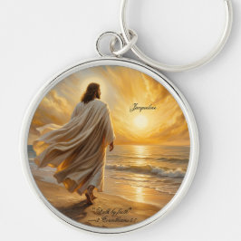 Chaveiro Cena Costeira Cristo Caminhando ao Longo da Costa