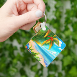 Chaveiro Cena de Árvore de Palma de praia tropical