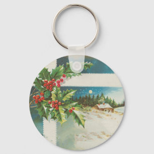 Chaveiro cena de natal, trabalho de arte de inverno de neve