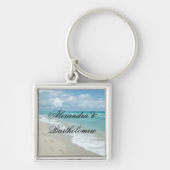 Chaveiro Cena de Praia Tropical Maneira Personalizada (Frente)