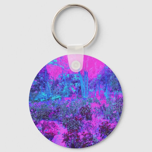 Chaveiro Cena Impressionista Rosa e Azul Psicodélico (Frente)