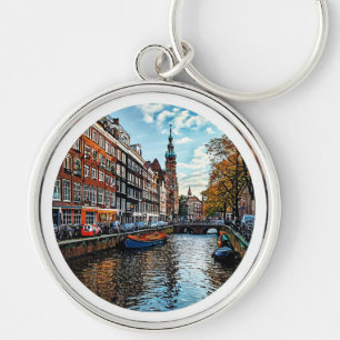 Chaveiro Cenário Cativante do Canal em Amsterdã