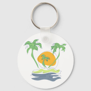 Chaveiro Cenário de praia de ilha tropical. Árvore de palme