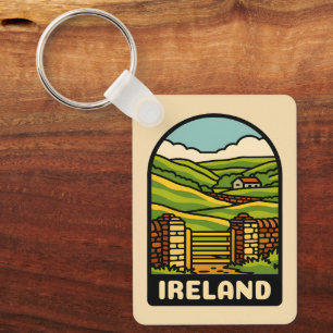 Chaveiro Cenário do campo da Irlanda na Viagens vintage