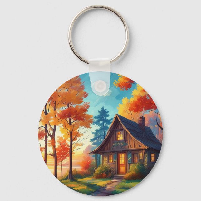 Chaveiro Cenário Natural com uma Cabana na Floresta-68780 (Frente)