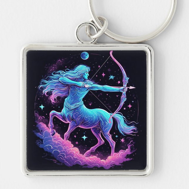 Chaveiro Centaur Arqueiro Celestial em um Céu Estrelado Vib (Frente)