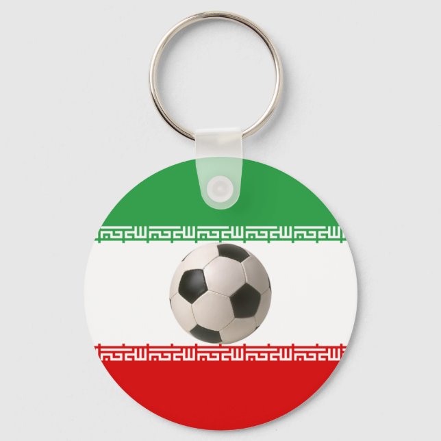 Chaveiro Centro de bola de futebol da bandeira iraniana (Frente)